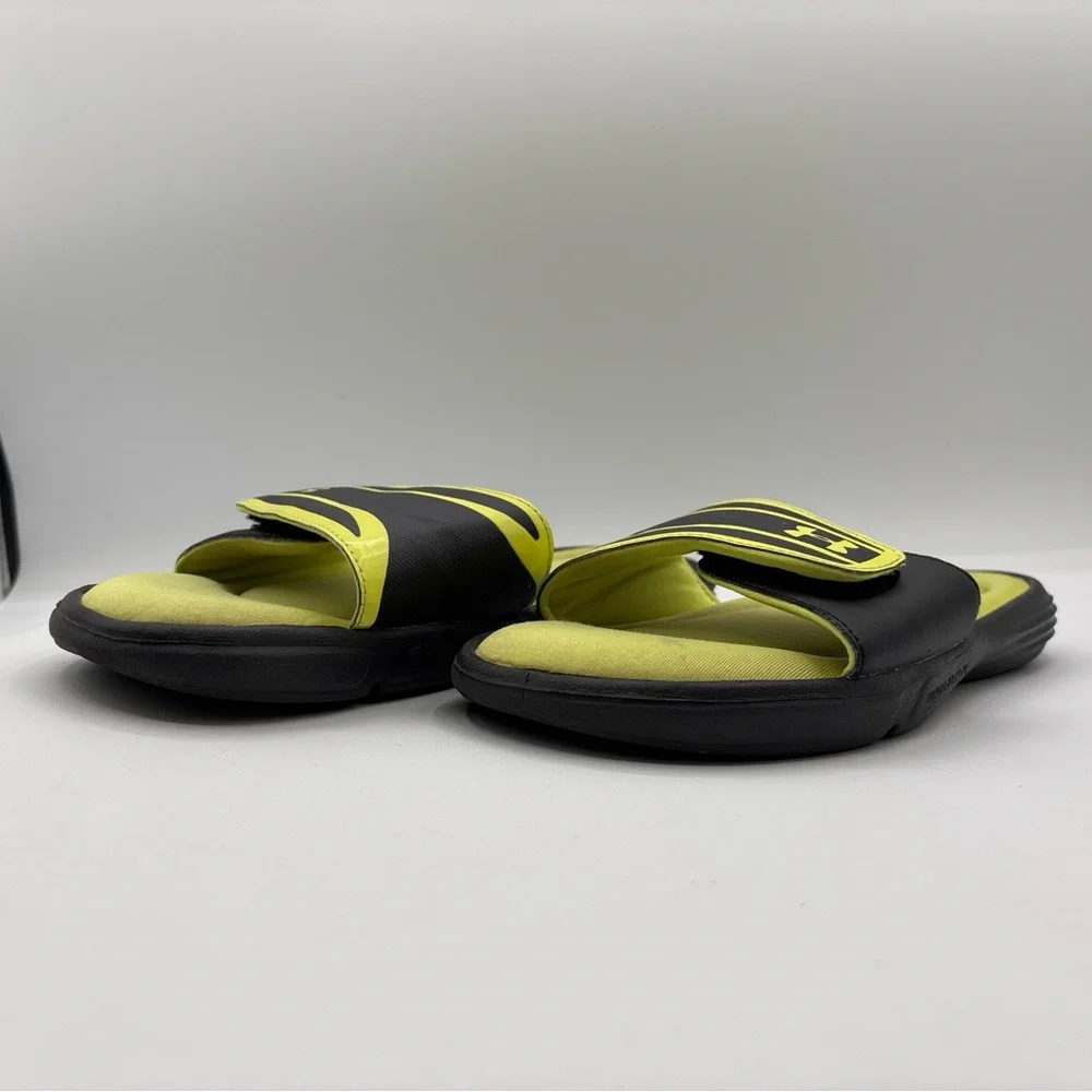 Under Armour 4D Foam Slides Black Yellow Comfort Slip On 1226875-009 Men’s S: 7
